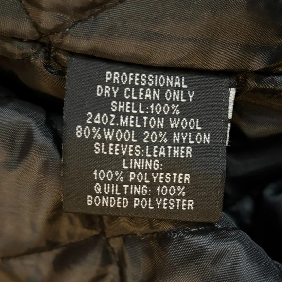 Vintage Stewart & Strauss Varsity Jacket Men's Med Black letterman Wool Leather - Picture 6 of 10